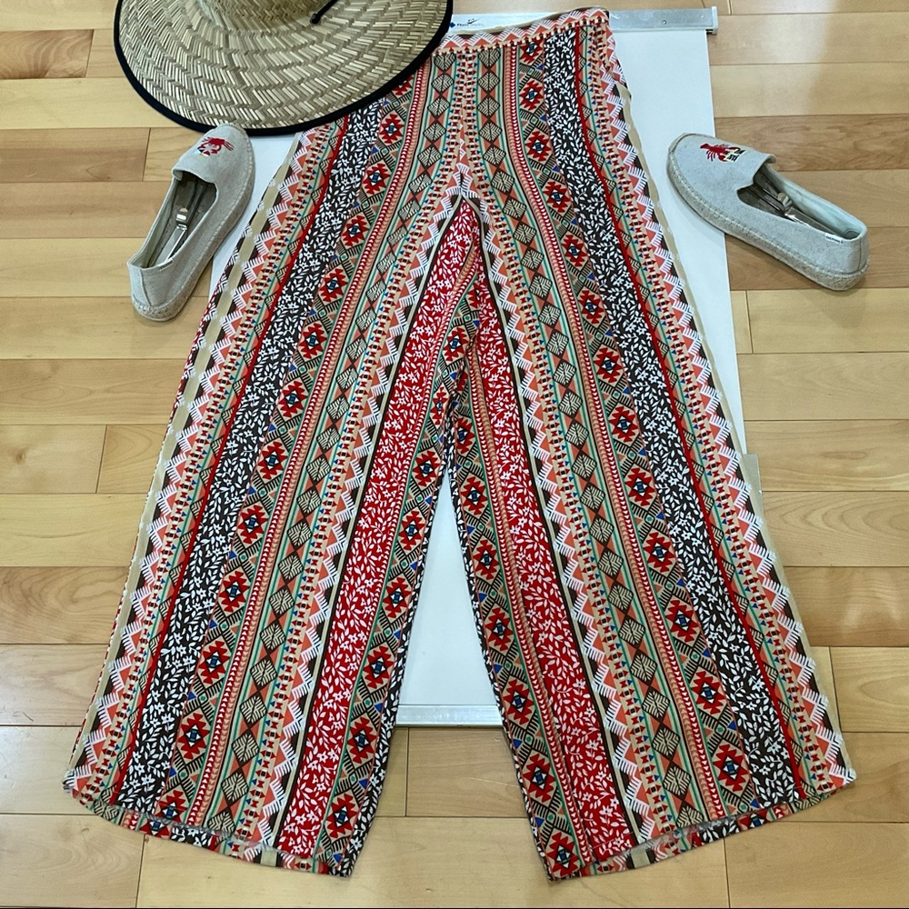 Love Tree Wide Leg Multi Color Pants Pockets S